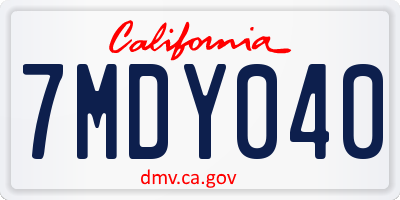 CA license plate 7MDY040