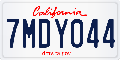 CA license plate 7MDY044