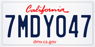 CA license plate 7MDY047