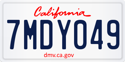 CA license plate 7MDY049