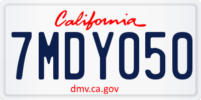 CA license plate 7MDY050