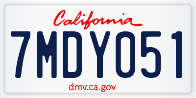CA license plate 7MDY051