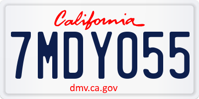 CA license plate 7MDY055