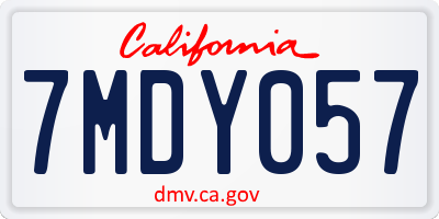 CA license plate 7MDY057