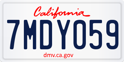 CA license plate 7MDY059