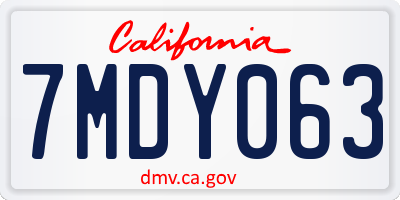 CA license plate 7MDY063