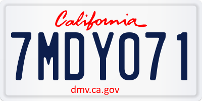 CA license plate 7MDY071