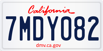 CA license plate 7MDY082
