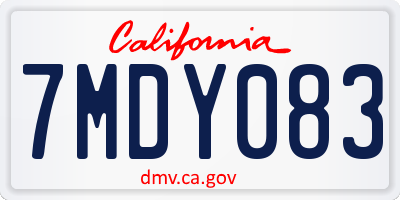 CA license plate 7MDY083
