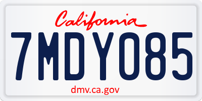 CA license plate 7MDY085