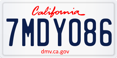 CA license plate 7MDY086