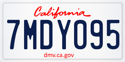 CA license plate 7MDY095