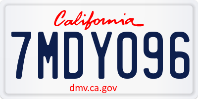 CA license plate 7MDY096