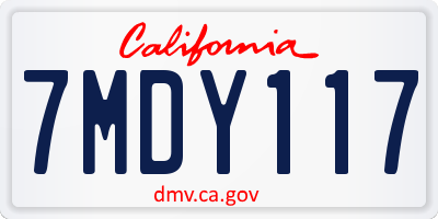 CA license plate 7MDY117
