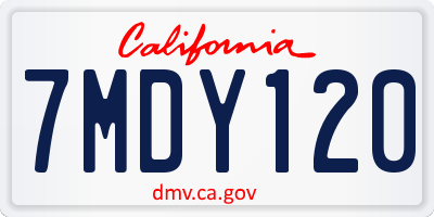 CA license plate 7MDY120