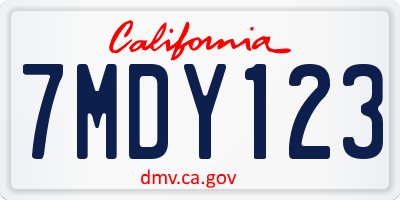 CA license plate 7MDY123