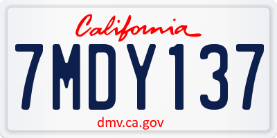 CA license plate 7MDY137