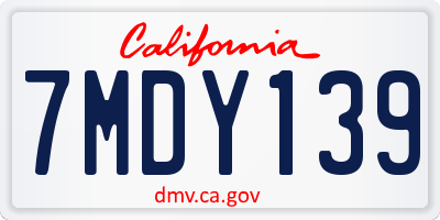 CA license plate 7MDY139