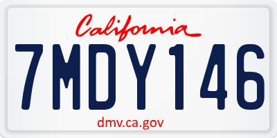 CA license plate 7MDY146