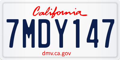 CA license plate 7MDY147