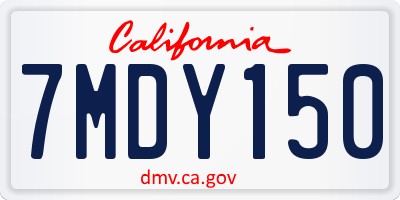 CA license plate 7MDY150