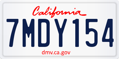 CA license plate 7MDY154