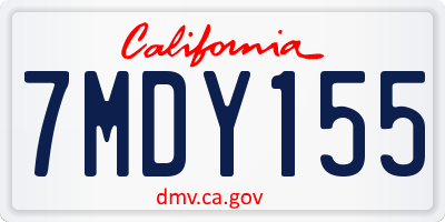 CA license plate 7MDY155