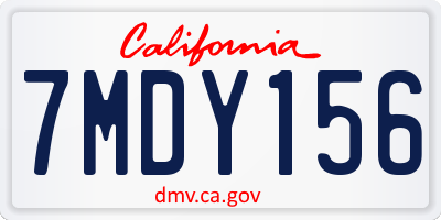 CA license plate 7MDY156