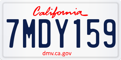 CA license plate 7MDY159