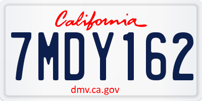 CA license plate 7MDY162