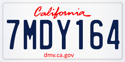 CA license plate 7MDY164