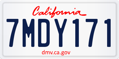 CA license plate 7MDY171