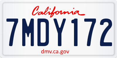 CA license plate 7MDY172