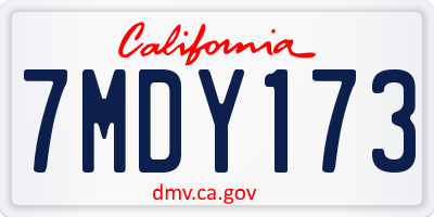 CA license plate 7MDY173