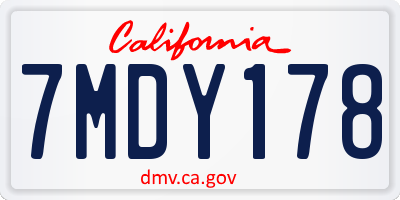 CA license plate 7MDY178