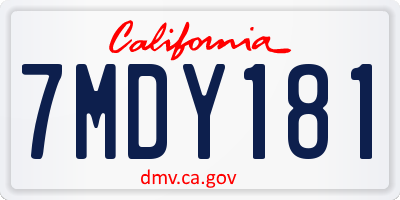 CA license plate 7MDY181