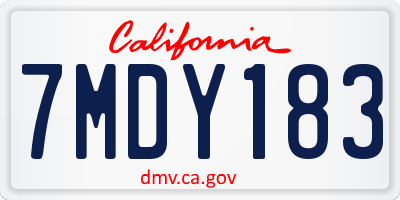 CA license plate 7MDY183