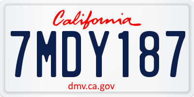 CA license plate 7MDY187
