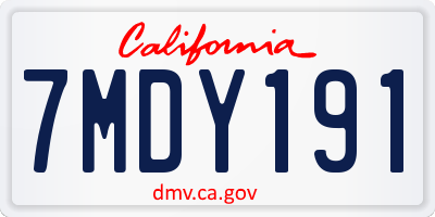 CA license plate 7MDY191