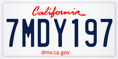 CA license plate 7MDY197
