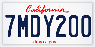 CA license plate 7MDY200