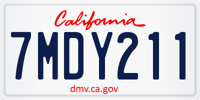 CA license plate 7MDY211