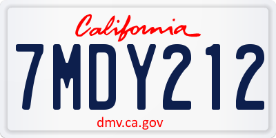 CA license plate 7MDY212