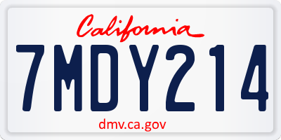CA license plate 7MDY214