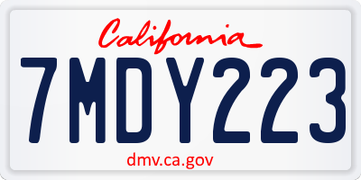 CA license plate 7MDY223
