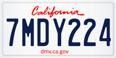 CA license plate 7MDY224
