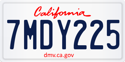 CA license plate 7MDY225