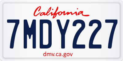 CA license plate 7MDY227