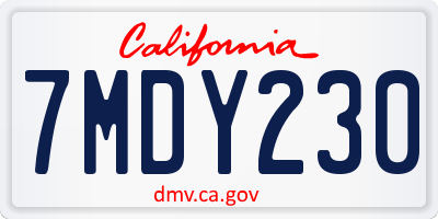 CA license plate 7MDY230