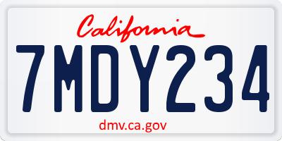 CA license plate 7MDY234